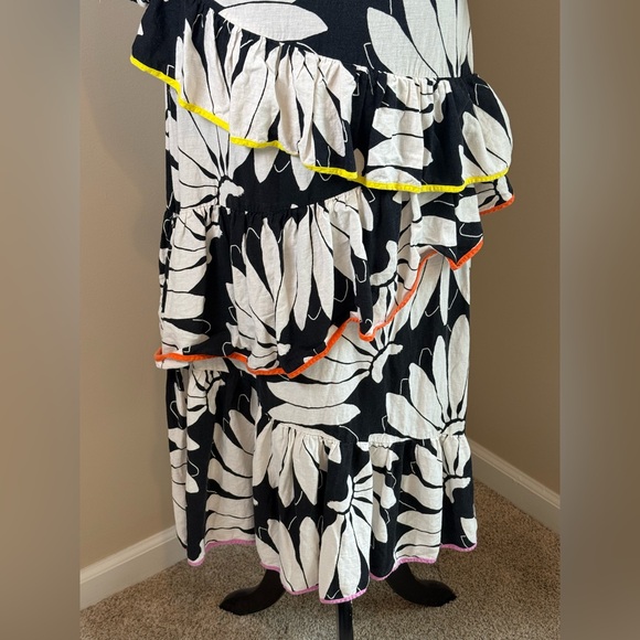 FARM Rio Black and White Floral Dress with Red Accents - Picture 12 of 14